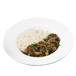 ข้าวกระเพราเนื่อสไลด์