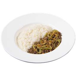 ข้าวเนื้อบดผัดพริกหนุ่ม