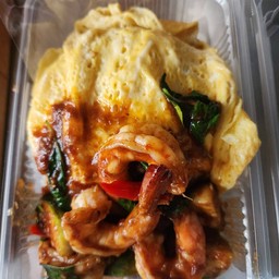 ข้าวราดพริกแกงกุ้งไข่ข้น