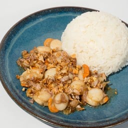 ข้าว+หอยเชลผัดกระเทียม