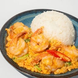 ข้าว+กุ้งผัดผงกะหรี่