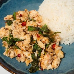 ข้าว+เนื้อปูผัดกะเพรา