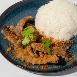 ข้าว+กั้งทอดพริกเกลือ