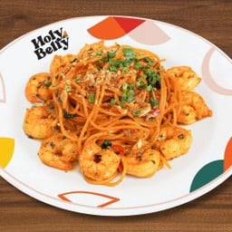 สปาเก็ตตี้กุ้งผัดกระเทียมน้ำมันมะกอก