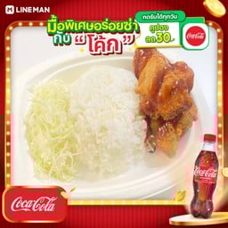 [อร่อยซ่ากับโค้ก] ข้าวไก่คาราเกะ+โค้กกระป๋อง