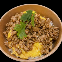 ข้าวหมูสับกระเทียมไข่ข้น