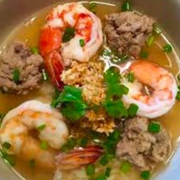 ข้าวต้มกุ้ง+หมูสับทรงเครื่อง