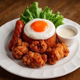 ข้าวผัดอเมริกันนักเก็ตไก่กรอบซอสซาวครีมชีท