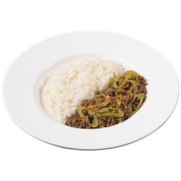 เนื้อบดผัดพริกหนุ่ม(กับข้าว)