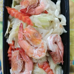 ข้าวราดผัดหล่ำกุ้ง