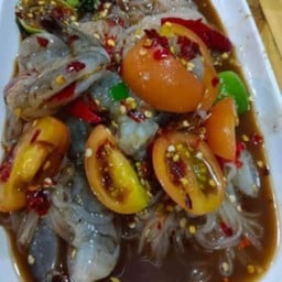 ตำขนมจีนใส่กุ้งสด