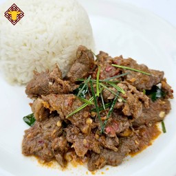 ข้าว เนื้อไทยวากิว ผัดพริกแกง