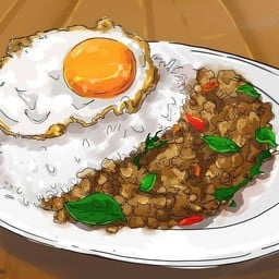 ข้าวสวย กระเพราหอม