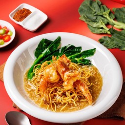 ราดหน้ากุ้งแชบ๊วยทอด