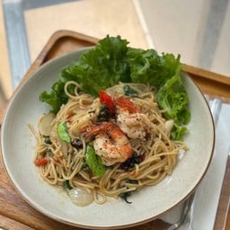 สปาเก็ตตี้ ผัดพริกแห้งทะเล
