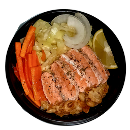 ข้าวหน้าสเต็กแซลมอน