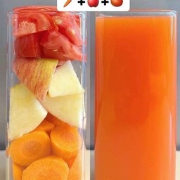 มะเขือเทศ + เเอปเปิ้ลเเดง + เเครอท สกัดเย็น (No sugar)