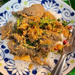 ข้าวราดตับหวานเนื้อ