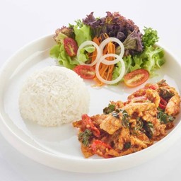 L ข้าวราด ผัดพริกแกงเผ็ด