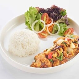 L ข้าวราด ผัดเม็ดมะม่วง