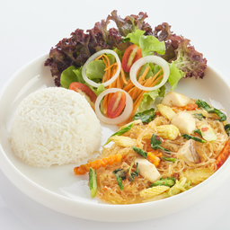 L ข้าวราด วุ้นเส้นผัดขี้เมา