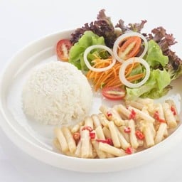 L ข้าวราด ผัดไหลบัว