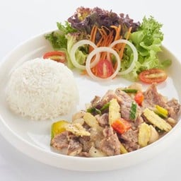 L ข้าวราด ผัดพริกไทยดำ