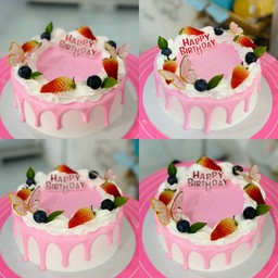 เค้กสตรอว์เบอร์รี่สีชมพู ขนาด1ปอนด์