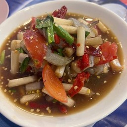 ยำไหลบัวกุ้งสด ปลาร้า