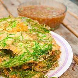 ข้าวไข่เจียวชะอม+น้ำพริกกะปิ