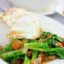 ข้าวคะน้าหมูกรอบ