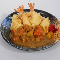 ข้าวหน้าแกงกระหรี่กุ้ง