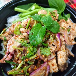 ข้าวราดหมูน้ำตก