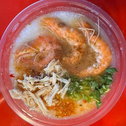 โจ๊กตัมยำกุ้ง+ไก่ฉีก