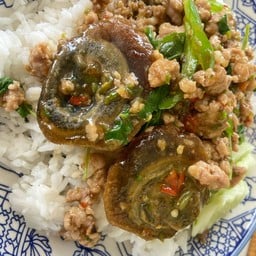 กะเพราไข่เยี่ยวม้า