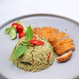 ข้าวผัดเขียวหวานไก่กรอบ