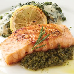 F7.สเต๊กแซลมอนเพสโต้