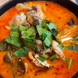 ต้มยำน้ำข้นหัว พุง เนื้อปลากะพง