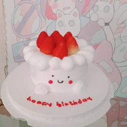 12cmเจ้าอ้วนสุดน่ารักท็อปปิ้งด้วยสตอเบอรี่เกาหลีพร้อมเทียนเดซี่