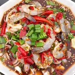 ตำเกาเหลากุ้งสด