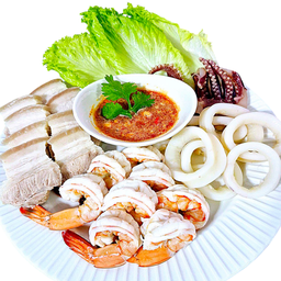 เมี่ยง กุ้ง หมูสามชั้น ปลาหมึก