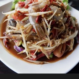 ส้มตำปลาร้ากุ้งสดกุ้ง 7 ตัว