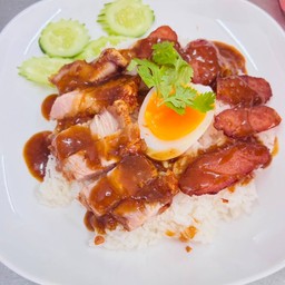 ข้าวหมูกรอบ+กุนเชียง