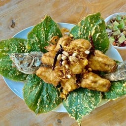 เมี่ยงปลากะพงทอด