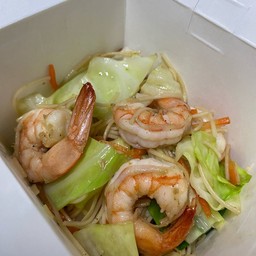 หมี่ฮ่องกง (กุ้งสด) ผัดผักรวม