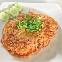Crispy Omelet with minced pork (Single menu) ไข่เจียวหมูสับเป็นกับข้าว
