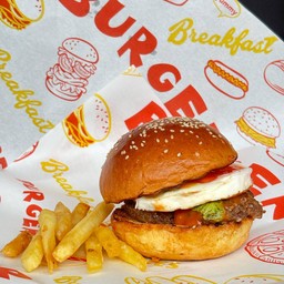 เบอร์เกอร์เนื้อ+ไข่ดาว