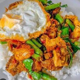 Stir Fried Chili Paste With Chicken And Fried Egg