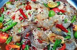 ตำขนมจีนกุ้งสด/กุ้งสุก