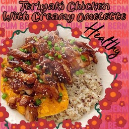 (อาหารคลีน)Teriyaki Chicken & Creamy Omelette - ข้าวไก่เทอริยากิไข่ข้น